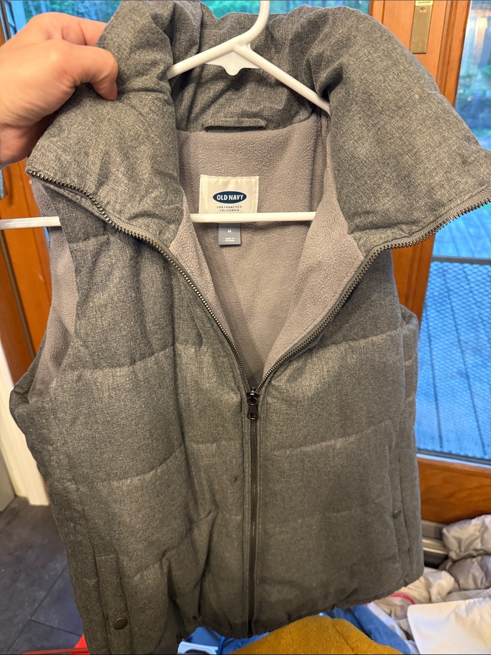 Old Navy Gray Quilted Fleece-Lined Puffer Vest